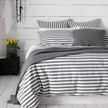Coastal Stripe Charcoal Bedding Set