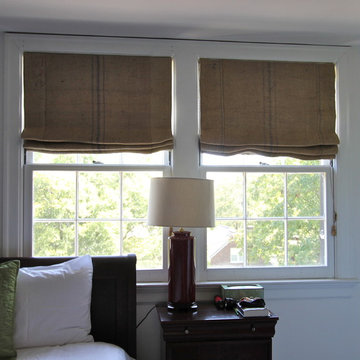 Coffee Sack Roman Shades