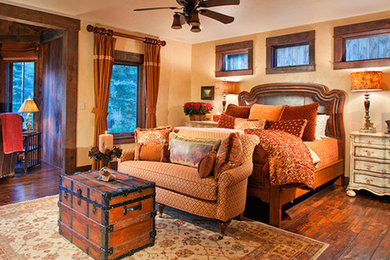Bedroom - rustic bedroom idea in Denver