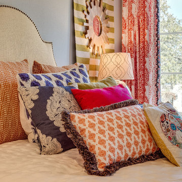 Colorful Eclectic Dallas Bedroom with Moroccan Touches