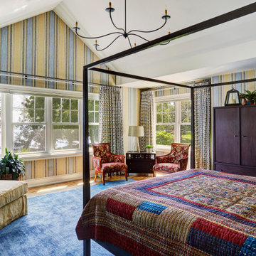 Colorful Master Bedroom with Cathedral Ceiling