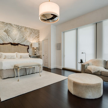 Colosseo Marble Bookmatch Feature Wall in Master Bedroom
