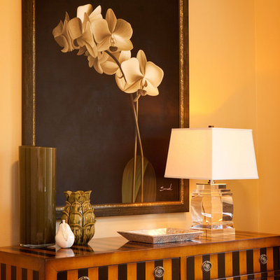 Trendy bedroom photo in Portland with beige walls