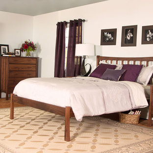 Mid-sized trendy master bedroom photo in Burlington with white walls