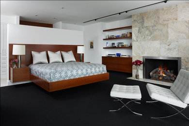 Example of a trendy bedroom design in Detroit