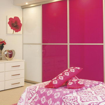 Contemporary Pink & White Gloss Sliding Wardrobe Doors