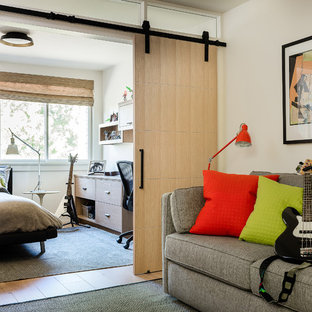 Contemporary Teen Bedroom with Barn Doors