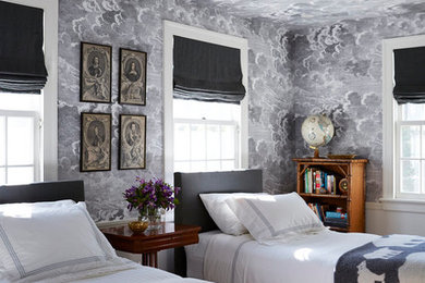 Bedroom - traditional guest bedroom idea in New York with gray walls