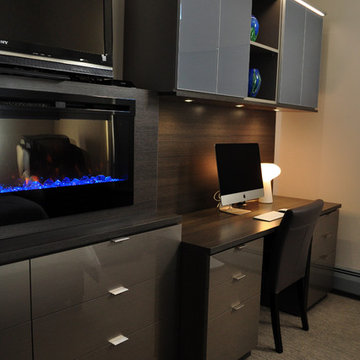 Custom Bedroom Fireplace with Desk and Custom Dresser