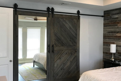 Custom Double Barn Doors with Full Length Mirror for Master Bathroom