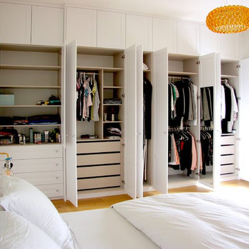 Custom made bedroom white hinged wardrobe