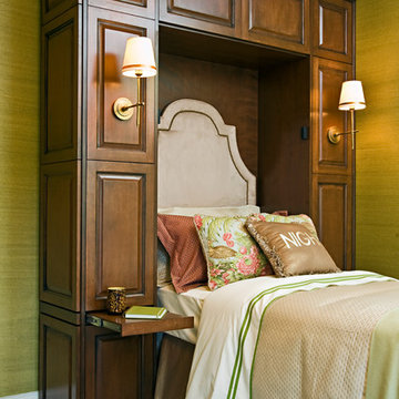 Custom Stained Cherry Wallbed, Media Closet and Wardrobe Closet