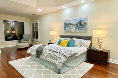 マイアミにあるトランジショナルスタイルのおしゃれな寝室のインテリア