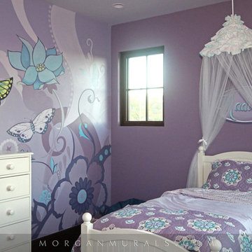 Decorative Floral and Butterfly Wall Mural