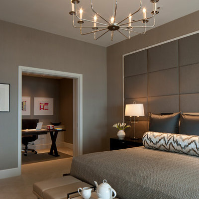 Example of a trendy bedroom design in Chicago with gray walls