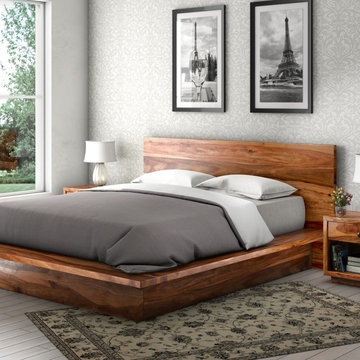 Delaware Solid Wood Platform Bed Frame 3pc Suite