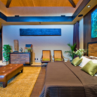 Example of a trendy dark wood floor bedroom design in Las Vegas