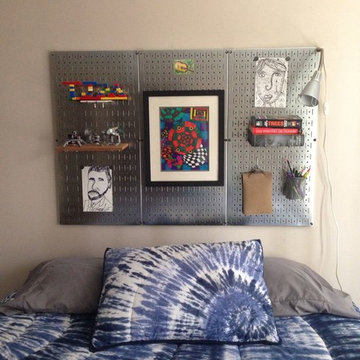 DIY magnetic metal pegboard headboard. I am excited about all the possibilities