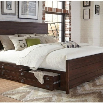 Donny Osmond Home Lanchester Eastern King Storage Bed with Solid Mahogany Wood a