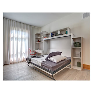 Double side tilt Murphy Bed in Linen Contemporary Bedroom