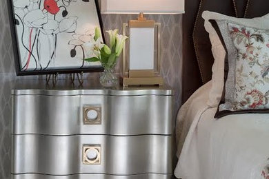 Design ideas for a classic grey and silver bedroom in Other.