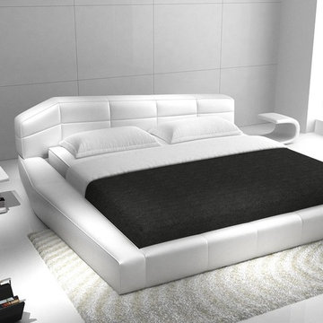 Dream - Contemporary White Leather Platform Bed