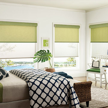 Dual Roller and Solar Shades in Huntsman and Tawny