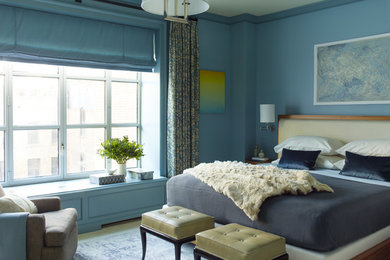Example of a transitional bedroom design in New York