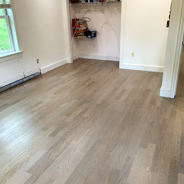 EAST QUOGUE:  4" SELECT WHITE OAK INSTALLED & FINISHED WITH CUSTOM GRAY STAIN