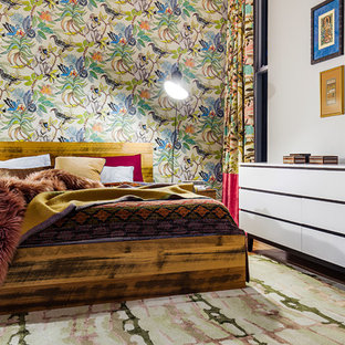 Photo of an eclectic bedroom in Sydney with multi-coloured walls.
