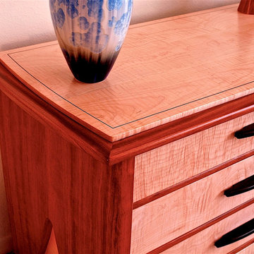 Eight Drawer Dresser In Bubinga & Curly Maple