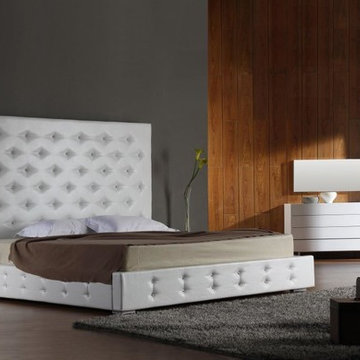 Elbrus - White Modern Platform Bed with Crystals