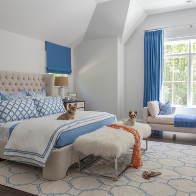 Bedroom - transitional master dark wood floor bedroom idea in Phoenix with white walls