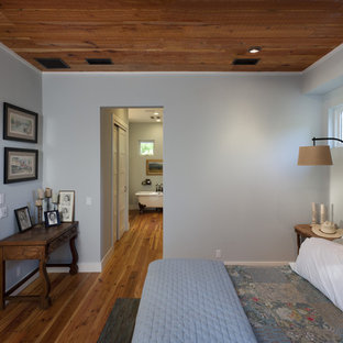 Inspiration for a cottage bedroom remodel in Austin with blue walls