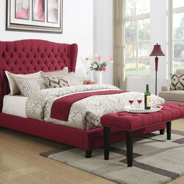 Faye Upholstered Bed, Red Linen