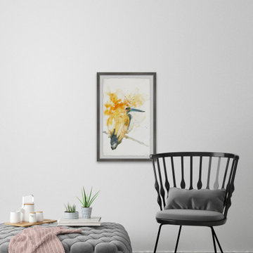 "Fiery Woodpecker" Framed Painting Print