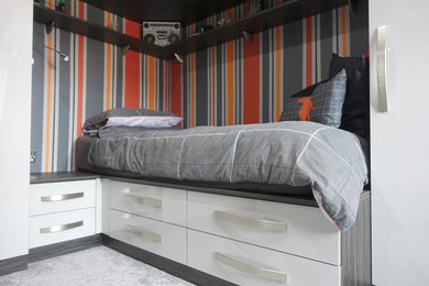 Inspiration for a contemporary bedroom in Cambridgeshire.