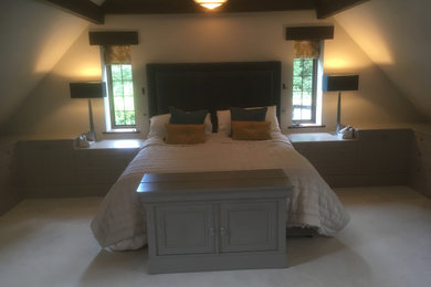 Contemporary master bedroom in Gloucestershire.
