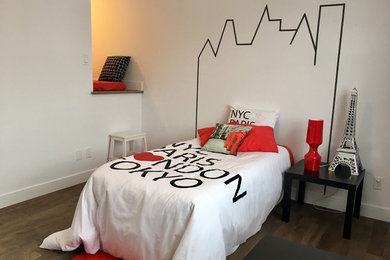 モントリオールにあるトランジショナルスタイルのおしゃれな寝室のレイアウト