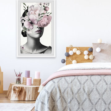 "Floral and Pearls" Framed Painting Print