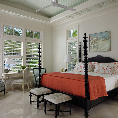Island style bedroom photo in Toronto with white walls
