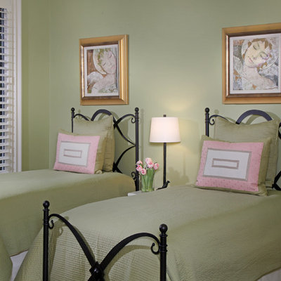 Example of a trendy bedroom design in Miami with green walls