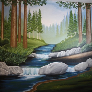 Forest Mural with Stream