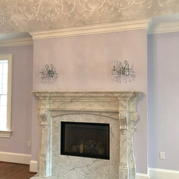 French Country Scroll and Leaf Stenciled Tray Ceiling
