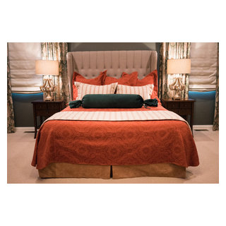 Fresh Green & Burnt Orange Traditional Master Bedroom - Traditional ...