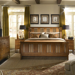 Trendy bedroom photo in Charlotte with a standard fireplace