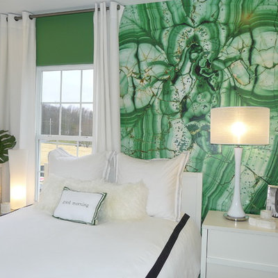 Inspiration for a modern bedroom remodel in DC Metro with green walls