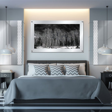 Winter Forest White and Black Artistic Wall Art