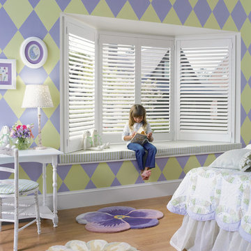 Girls Bedroom -Shutters in a Bay Window