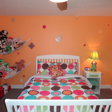 Girls Orange Modern Tween Bedroom